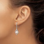 Sterling Silver Rhodium Plated Diamond and FW Cultured Pearl Ear