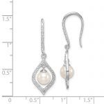 Sterling Silver Rhodium Plated Diamond and FW Cultured Pearl Ear