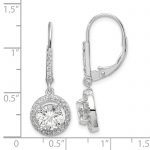 Sterling Silver Rhodium-plated Polished Leverback CZ Earrings