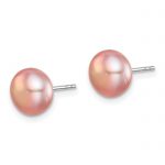 Sterling Silver Rh-pl 8-9mm Set of 3 Wt/Pink/Purp Button FWC Pearl Earrings