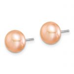 Sterling Silver Rh-pl 8-9mm Set of 3 Wt/Pink/Purp Button FWC Pearl Earrings