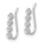 Sterling Silver Rhodium-plated Polished Four CZ Ear Climber Earrings