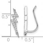 Sterling Silver Rhodium-plated Polished CZ Lightning Bolt Ear Climber Earri