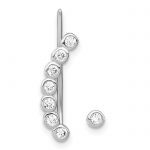 Sterling Silver Rhodium-plated Polished CZ 1 Ear Climber and 1 Stud Earring