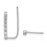 Sterling Silver Rhodium-plated Polished CZ 1 Ear Climber and 1 Stud Earring