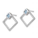 Sterling Silver RH-plated CZ Jackets with 5mm Square Spinel Earrings