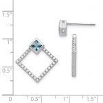 Sterling Silver RH-plated CZ Jackets with 5mm Square Spinel Earrings