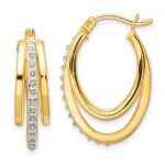 Diamond Fascination Diamond Mystique Sterling Silver 18K Gold-plated Diamond Multi Hoop Earring