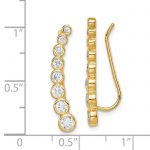 Sterling Silver Gold-tone Polished Graduated CZ Ear Climber Earrings