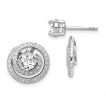 Sterling Silver Rhodium-plated 6mm Round CZ with Swirl Jackets Earrings