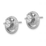 Sterling Silver Rhodium-plated 6mm Round CZ with Swirl Jackets Earrings