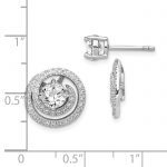 Sterling Silver Rhodium-plated 6mm Round CZ with Swirl Jackets Earrings