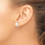 Sterling Silver Rhodium-plated Polished White 8-9mm Button Freshwater Cultured Pearl Non Pierced Earrings