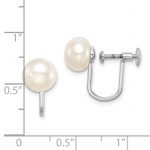 Sterling Silver Rhodium-plated Polished White 8-9mm Button Freshwater Cultured Pearl Non Pierced Earrings