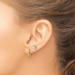 Sterling Silver Gold-tone 2.5mm Huggie Hoops/5mm CZ Stud Earrings Set