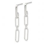 Sterling Silver E-coated Paperclip Link Post Dangle Earrings