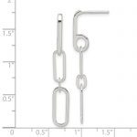 Sterling Silver E-coated Paperclip Link Post Dangle Earrings