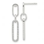 Sterling Silver E-coated CZ Post Dangle Earrings