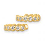 Sterling Silver Flash Gold-pltd Polished CZ Bezel Pair of 2 Cuff Earrings