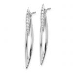 Sterling Silver RH-plated Curved Point CZ with Jacket Post Dangle Earrings