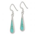 Sterling Silver Polished Turquoise Teardrop Dangle Earrings