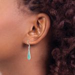 Sterling Silver Polished Turquoise Teardrop Dangle Earrings