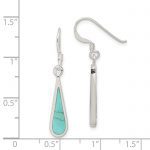 Sterling Silver Polished Turquoise Teardrop Dangle Earrings