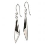 Sterling Silver Polished Onyx and Mother of Pearl Dangle Earrings