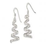 Sterling Silver Polished and Textured Twisted Dangle Earrings