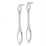 Sterling Silver Polished Marquise Shapes and Chain Post Dangle Earrings