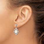 Sterling Silver Rhodium-plated Created Opal and CZ Earrings