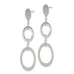 Sterling Silver Polished and Textured Circle and Oval Links Post Dangle Earring