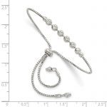 Sterling Silver Rhodium-plated Diamond-cut Beaded Adjustable Bracelet