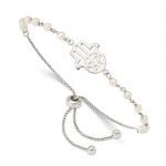 Sterling Silver Hamsa with FWC Pearl Adjustable Bracelet