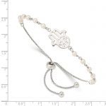 Sterling Silver Hamsa with FWC Pearl Adjustable Bracelet