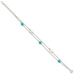 Sterling Silver Rhodium-plated Turquoise/FWC Pearl with 1in Ext Bracelet