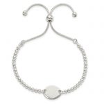 Sterling Silver Polished Beaded Adjustable Bracelet