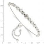 Sterling Silver Polished and D/C Beaded Adjustable Bracelet