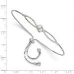 Sterling Silver Polished Rhodium-plated CZ Adjustable Bracelet