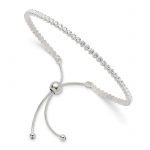 Sterling Silver Polished CZ Adjustable Bracelet