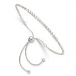 Sterling Silver Polished D/C with CZ Adjustable Bracelet