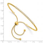 Sterling Silver Polished Gold-tone D/C with CZ Adjustable Bracelet