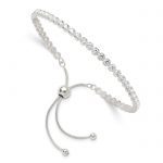 Sterling Silver Polished CZ Adjustable Bracelet