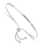 Sterling Silver with CZ Adjustable ID Bracelet