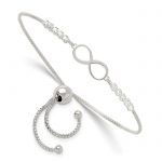 Sterling Silver Polished with CZ Infinity Symbol Adjustable Bracelet