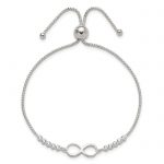 Sterling Silver Polished with CZ Infinity Symbol Adjustable Bracelet