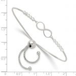 Sterling Silver Polished with CZ Infinity Symbol Adjustable Bracelet