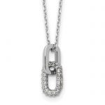 Sterling Silver Rhodium-plated with Micro Pave CZ 16in with 2in ext Necklace