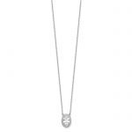 Sterling Silver Rhodium-plated 8x6mm Oval CZ 16in with 2in ext. Necklace