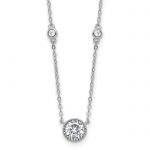 Sterling Silver Rhodium-plated with CZ Stations 16in with 2in ext Necklace